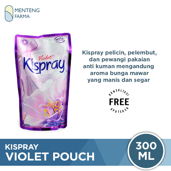 Kispray Pewangi dan Pelembut Refill Pouch Violet 300 mL - Pewangi dan Pelembut Pakaian - Menteng Farma