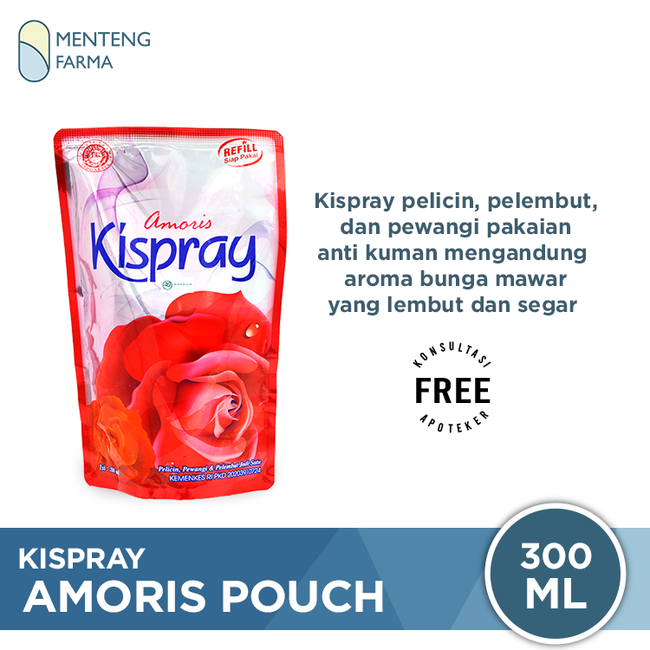 Kispray Pewangi dan Pelembut Refill Pouch Amoris 300 mL - Pewangi dan Pelembut Pakaian - Menteng Farma