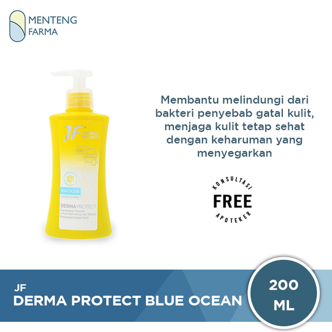 JF Derma Protect Blue Ocean Liquid Cleanser 200 mL - Sabun Antibakteri untuk Gatal Gatal Kulit - Menteng Farma