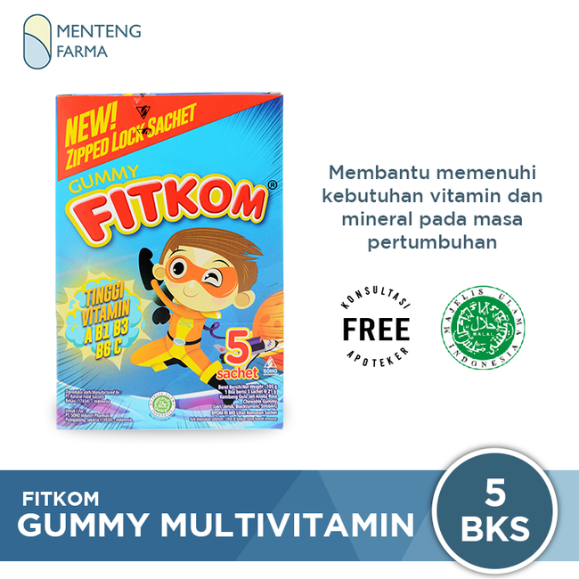 Fitkom Gummy Multivitamin 5 Sachet - Asupan Multivitamin Harian Anak - Menteng Farma