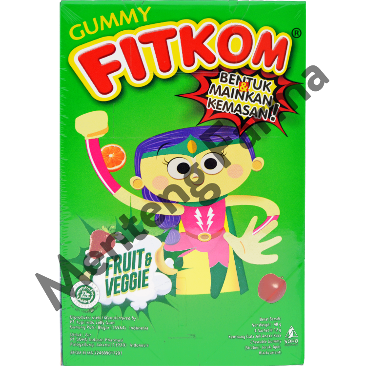 Fitkom Gummy Fruit & Veggie 4 Sachet - Tinggi Serat untuk Kesehatan Pencernaan Anak - Menteng Farma