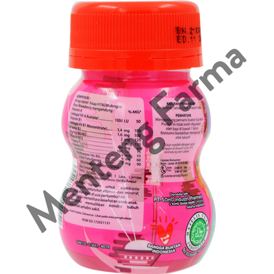 Fitkom Rasa Strawberry 21 Tablet - Multivitamin Tablet Hisap Anak - Menteng Farma