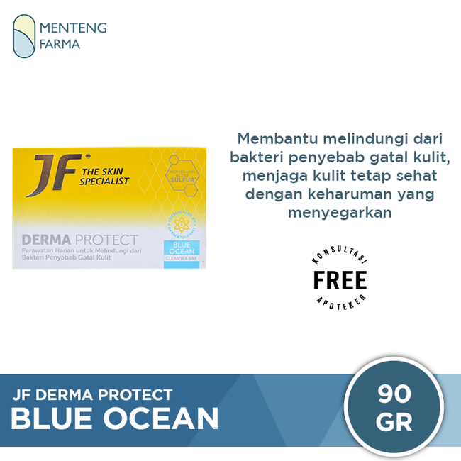 JF Derma Protect Blue Ocean Cleanser Bar 90 Gr - Sabun Antibakteri untuk Gatal Gatal Kulit - Menteng Farma