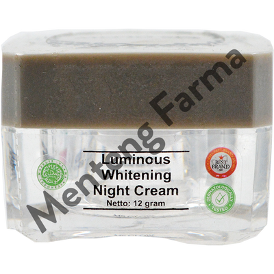 MS Glow Luminous Whitening Night Cream 12 Gr - Krim Malam Untuk Memudarkan Noda/Flek Wajah - Menteng Farma