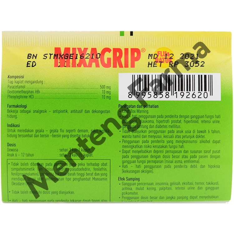 Mixagrip Flu & Batuk 4 Kaplet - Meredakan Flu dan Batuk - Menteng Farma