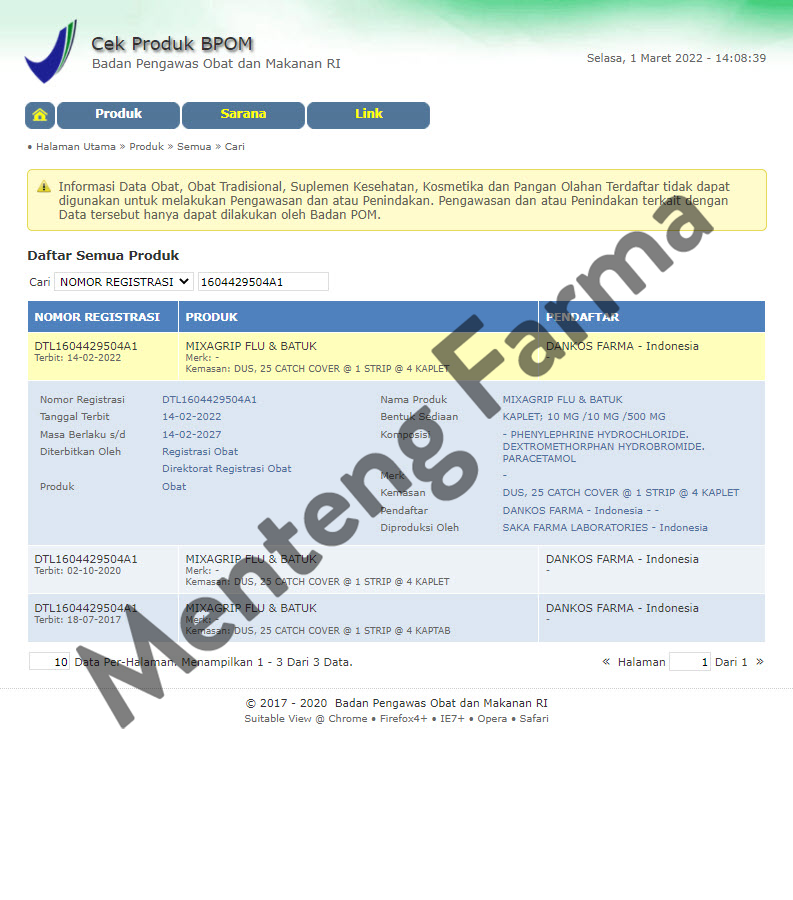 Mixagrip Flu & Batuk 4 Kaplet - Meredakan Flu dan Batuk - Menteng Farma