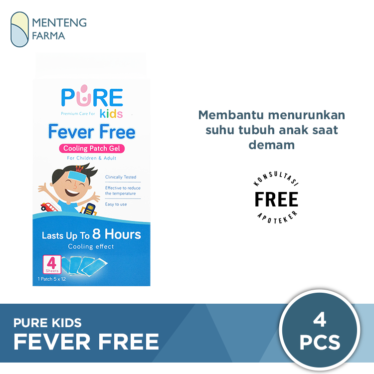 Pure Kids Fever Free - Plaster Kompres Demam Anak dan Dewasa - Menteng Farma