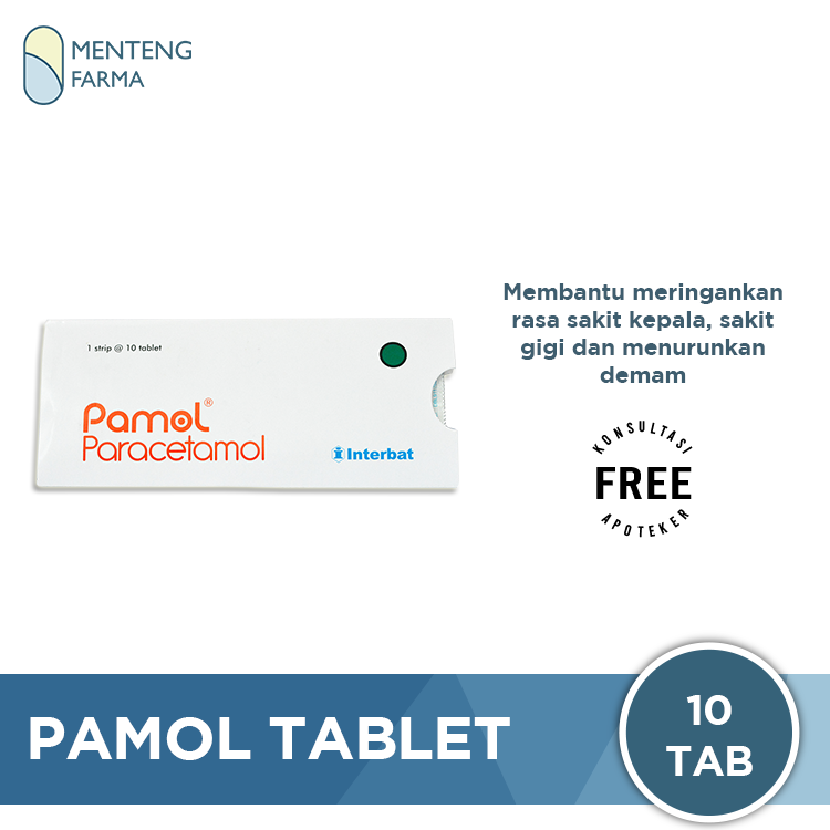 Pamol 500 Mg 10 Tablet - Obat Pereda Demam, Sakit Gigi, Sakit Kepala - Menteng Farma