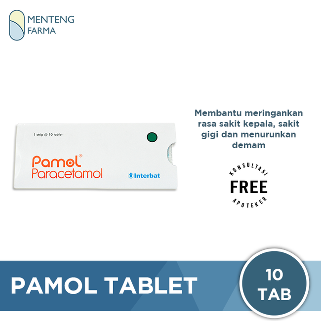 Pamol 500 Mg 10 Tablet - Obat Pereda Demam, Sakit Gigi, Sakit Kepala - Menteng Farma