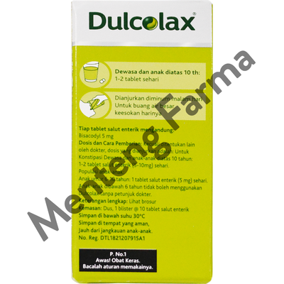 Dulcolax 5 Mg 10 Tablet - Obat Pencahar, Konstipasi, Sembelit - Menteng Farma