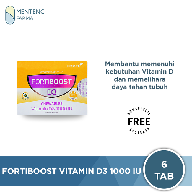 Fortiboost Vitamin D3 1000 IU 6 Tablet - Suplemen Vitamin D3 - Menteng Farma