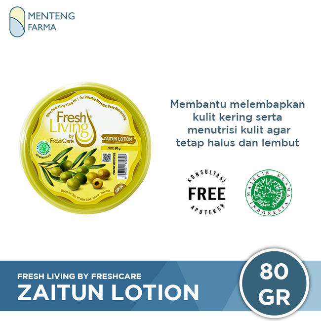 Fresh Living Zaitun Lotion 80 Gr - Lotion Pelembap Kulit Kering - Menteng Farma