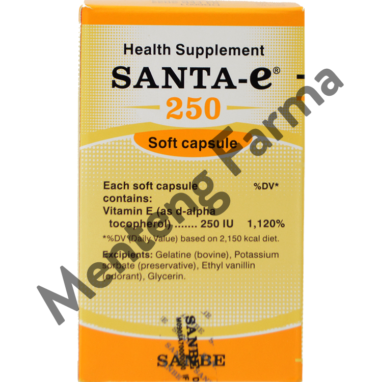 Santa-E 250 IU 30 Kapsul - Suplemen Vitamin E dan Kesehatan Kulit - Menteng Farma