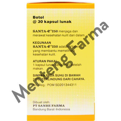 Santa-E 250 IU 30 Kapsul - Suplemen Vitamin E dan Kesehatan Kulit - Menteng Farma