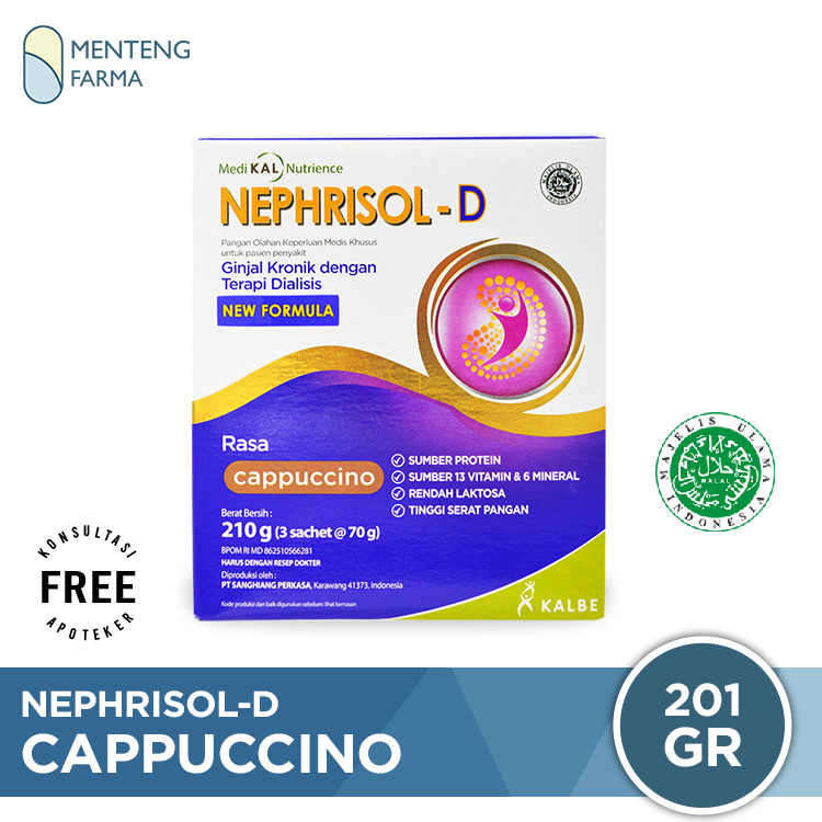 Nephrisol D Cappucino 210 Gram - Susu Khusus Pasien Ginjal Dialisis - Menteng Farma