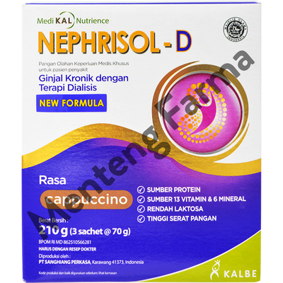 Nephrisol D Cappucino 210 Gram - Susu Khusus Pasien Ginjal Dialisis - Menteng Farma