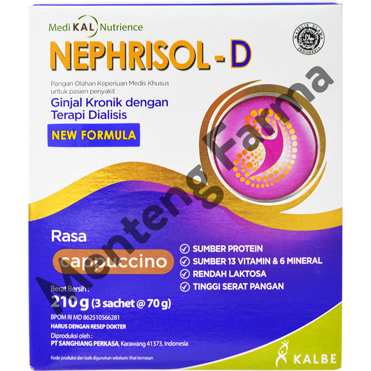Nephrisol D Cappucino 210 Gram - Susu Khusus Pasien Ginjal Dialisis - Menteng Farma