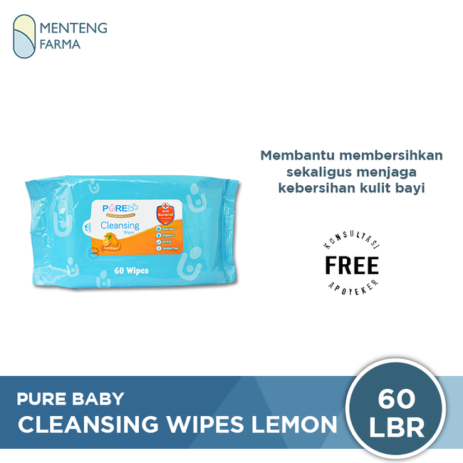 Pure Baby Cleansing Wipes Lemon 60 Sheets - Menteng Farma