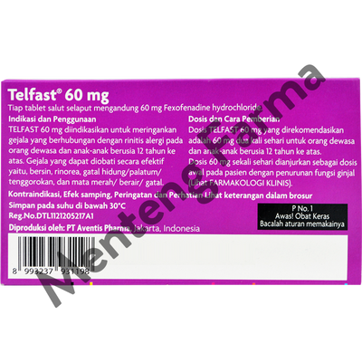 Telfast 60 Mg 10 Tablet - Obat Rhinitis Alergi - Menteng Farma