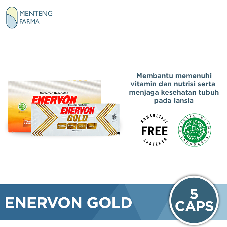 Enervon Gold 5 Kapsul - Multivitamin Khusus Lansia - Menteng Farma
