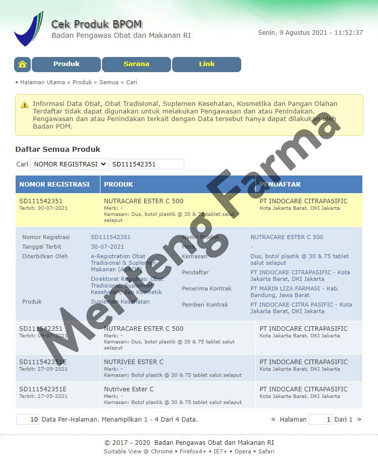 Nutracare Ester C 500 - Vitamin C yang Aman dan Tidak Perih di Lambung - Menteng Farma