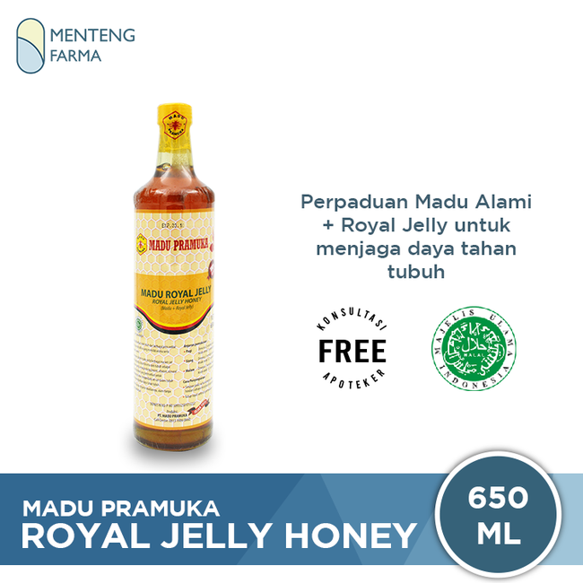 Madu Pramuka Royal Jelly 650 mL - Madu Alami + Royal Jelly - Menteng Farma