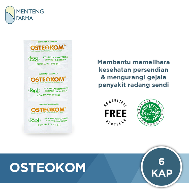 Osteokom 6 Kaplet - Suplemen Kesehatan Tulang dan Sendi - Menteng Farma