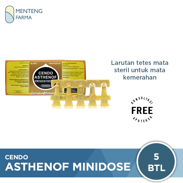 Cendo Asthenof Minidose 0.6 ml - Obat Tetes Mata untuk Iritasi Ringan, Mata Merah dan Kering - Menteng Farma