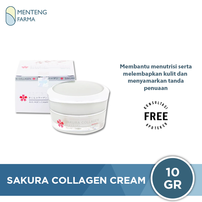 Sakura Collagen Anti AGE's Cream 10 Gr - Krim Anti Penuaan Kulit Wajah - Menteng Farma
