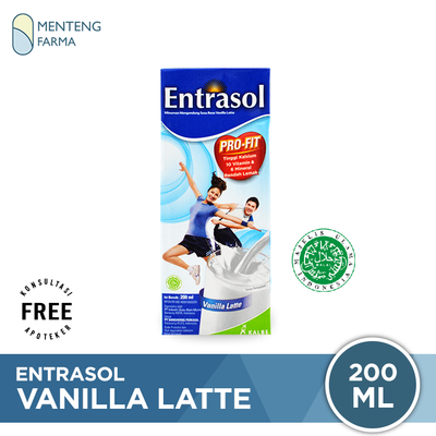 Entrasol RTD Vanilla Latte 200 mL - Susu Siap Minum Tinggi Kalsium Dewasa - Menteng Farma