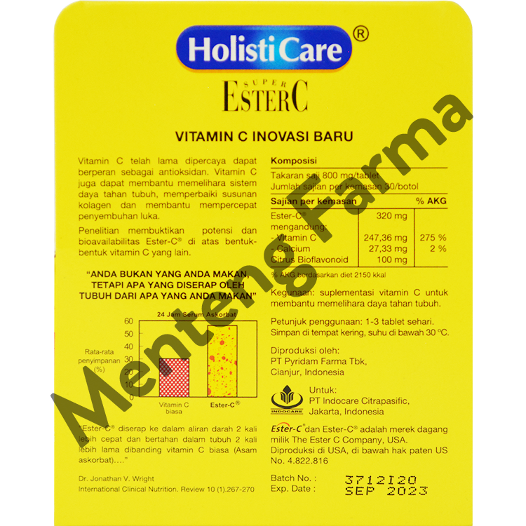 Holisticare Ester C 30 Tablet - Suplemen Vitamin C & Daya Tahan Tubuh - Menteng Farma