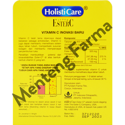 Holisticare Ester C 30 Tablet - Suplemen Vitamin C & Daya Tahan Tubuh - Menteng Farma