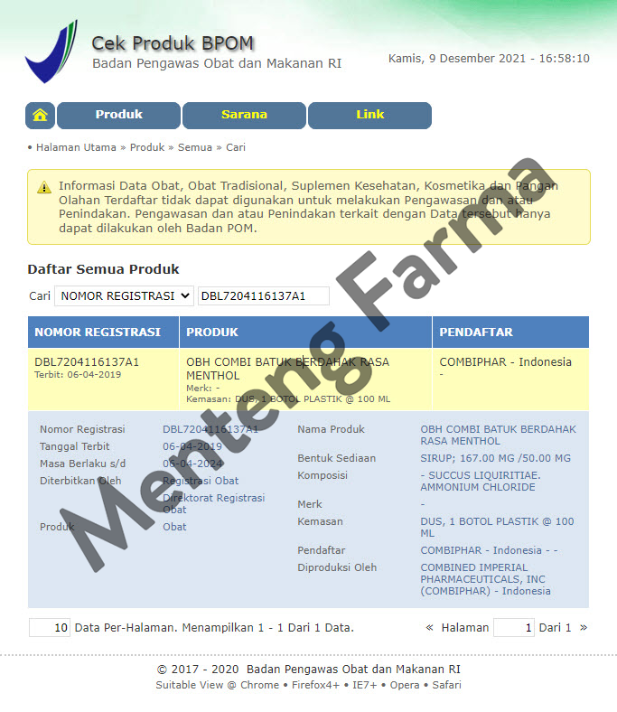 OBH Combi Batuk Berdahak - Menteng Farma