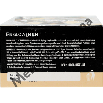 Ms Glow Men Playmaker Clay Based Pomade - Daya Tahan Gaya Rambut Tinggi dan Matte Natural - Menteng Farma