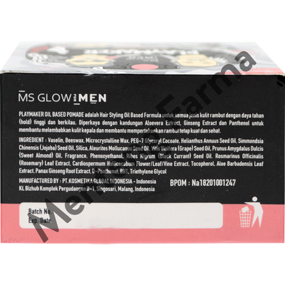 Ms Glow Men Playmaker Oil Based Pomade - Daya Tahan Gaya Rambut Lebih Tinggi, Tahan Lama dan Shiny - Menteng Farma