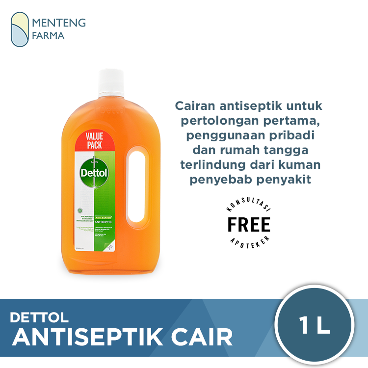 Dettol Antiseptik 1 Liter - Cairan Antiseptik Membasmi Kuman dan Bakteri - Menteng Farma