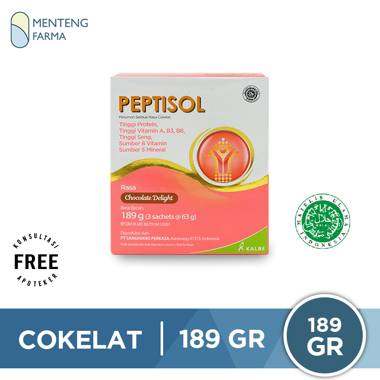 Peptisol Chocolate 189 Gram - Susu Tinggi Protein Pemulihan Pasca Sakit - Menteng Farma