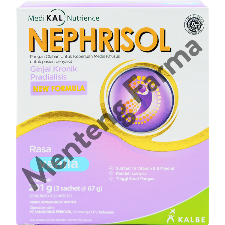 Nephrisol Vanila 201 Gram - Susu Rendah Protein Khusus Pasien Ginjal Predialisis - Menteng Farma