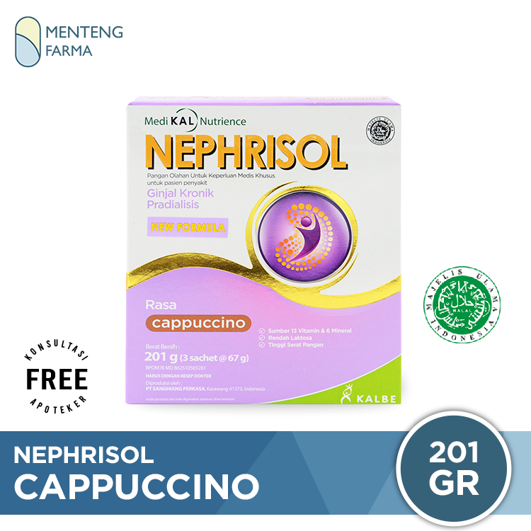 Nephrisol Cappucino 201 Gram - Susu Rendah Protein Khusus Pasien Ginjal Predialisis - Menteng Farma