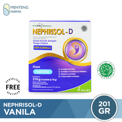 Nephrisol D Vanila 210 Gram - Susu Tinggi Protein Khusus Pasien Ginjal Dialisis - Menteng Farma