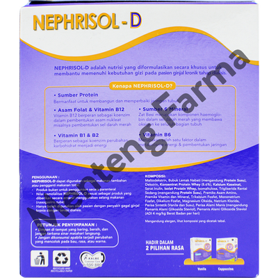 Nephrisol D Vanila 210 Gram - Susu Tinggi Protein Khusus Pasien Ginjal Dialisis - Menteng Farma