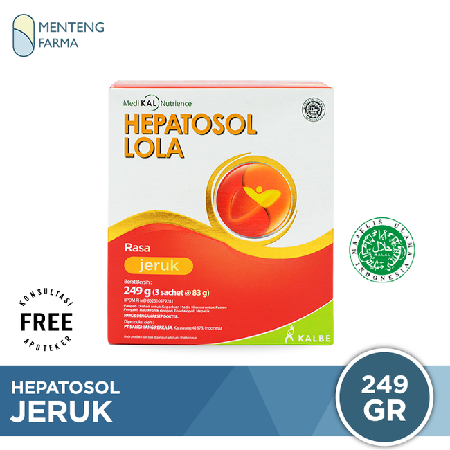 Hepatosol Lola Orange 249 Gram - Susu Nutrisi Khusus Pasien Gangguan Hati Berat - Menteng Farma