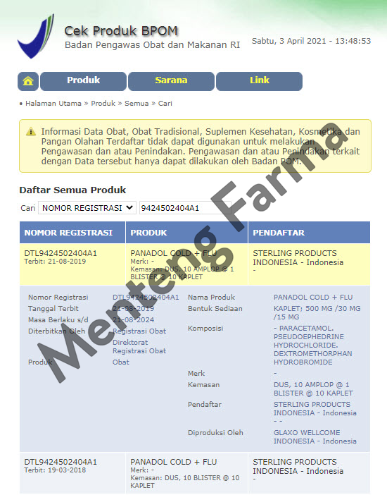 Panadol Cold & Flu - Membantu Meredakan Batuk, Pilek, dan Flu - Menteng Farma