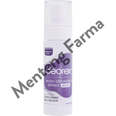 Deorex Body Odorizer Spray Musk 60 mL - Deodoran Spray Penghilang Bau Badan - Menteng Farma