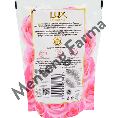 Lux Botanicals Sabun Mandi Cair Soft Rose 250 ML - Sabun Kecantikan dengan Vitamin C Essence - Menteng Farma