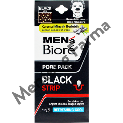 Mens Biore Pore Pack Black 4 Pcs - Plester Pengangkat Komedo Khusus Pria - Menteng Farma