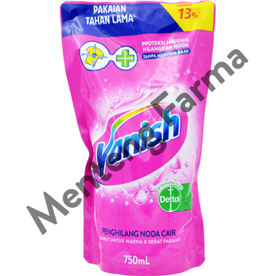 Vanish Cair Pink Pouch 750 mL - Penghilang Noda Pakaian Putih dan Bewarna - Menteng Farma