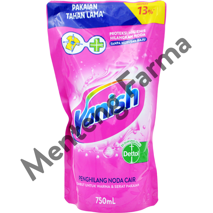 Vanish Cair Pink Pouch 750 mL - Penghilang Noda Pakaian Putih dan Bewarna - Menteng Farma