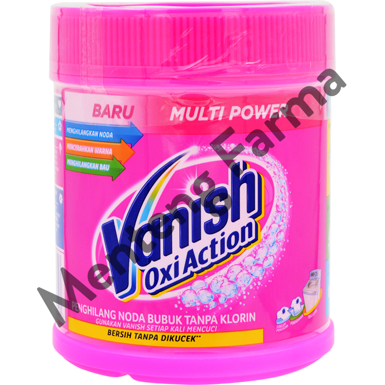 Vanish Bubuk Pink Oxi Action 400 Gr - Penghilang Noda Pakaian Putih dan Bewarna - Menteng Farma