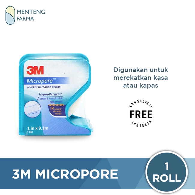 Plaster Roll 3M Nexcare Micropore 1 In x 9.1 m - Plaster Perban Luka - Menteng Farma